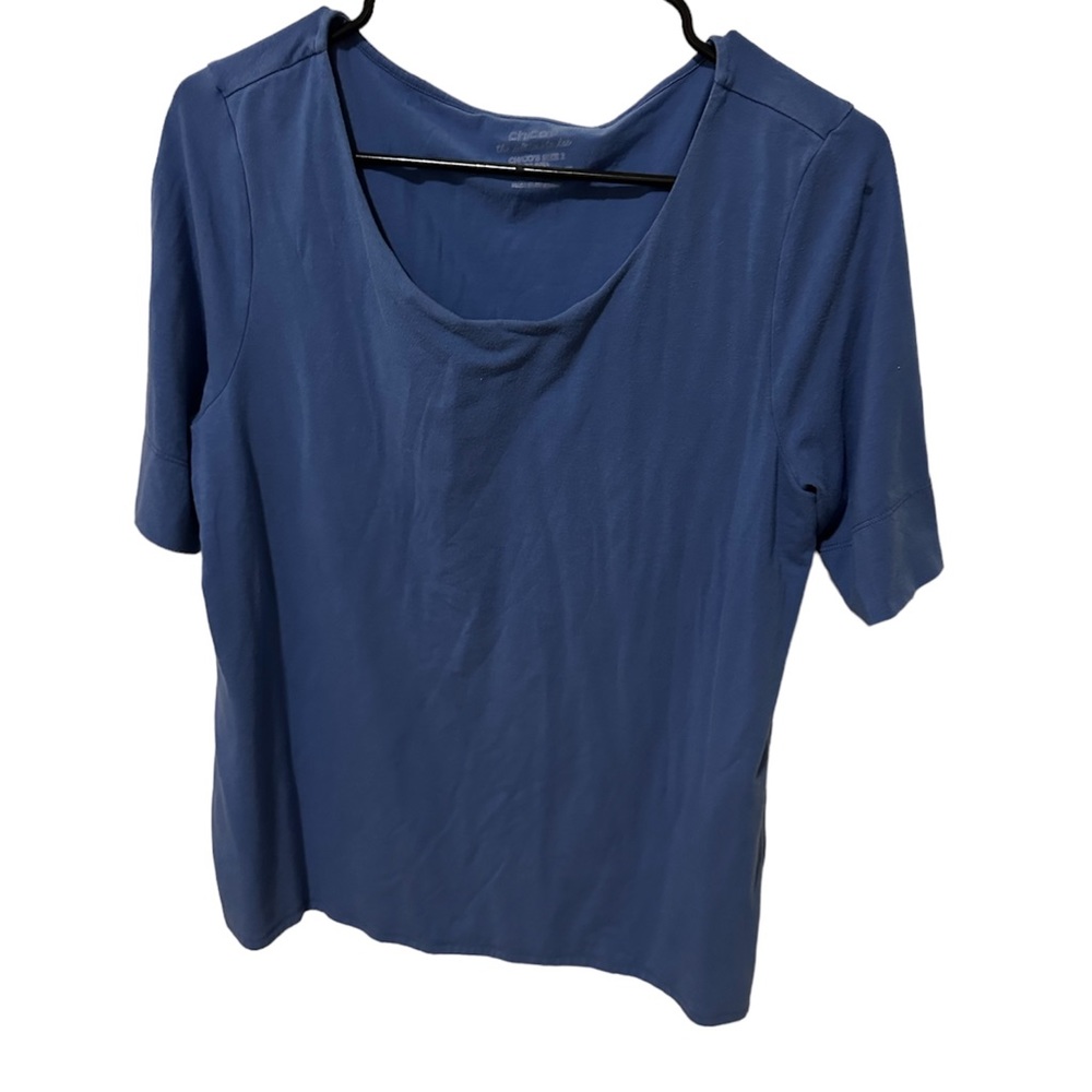 Chicos Women's Size 2 Short Sleeve Blue Top